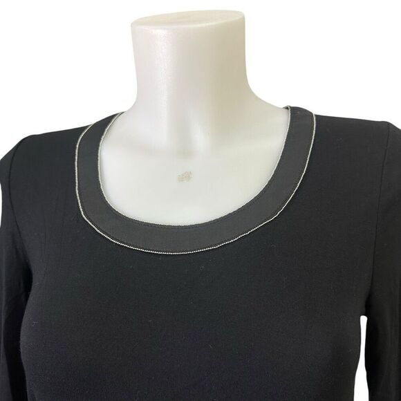 White House Black Market Long Sleeve Ball Chain Long Sleeve Tee‎ Round Neck XXS - Picture 2 of 11